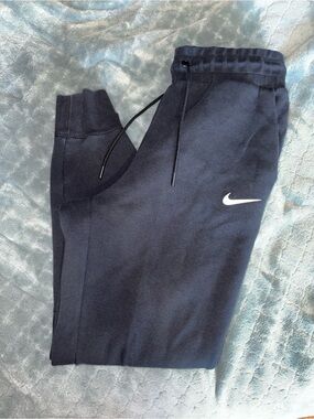 Black Jogger Sweatpants with White Swoosh